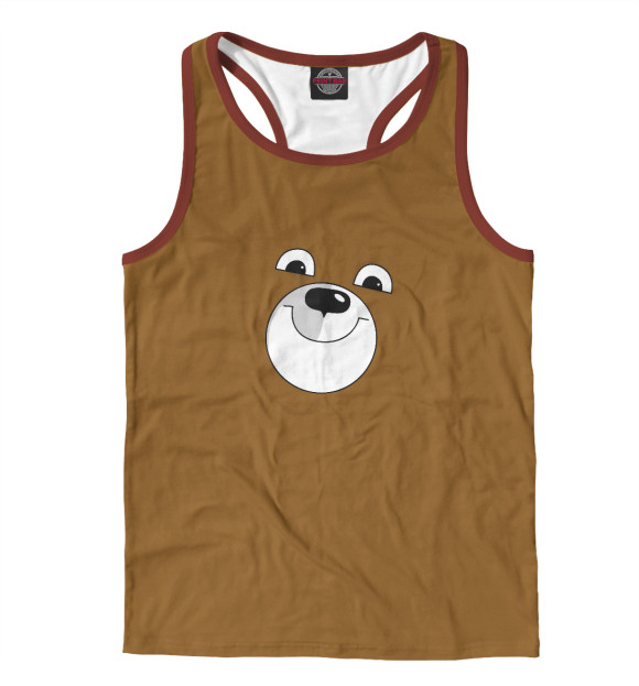 Мужская майка-борцовка с изображением Медведь (лицо) цвета Белый