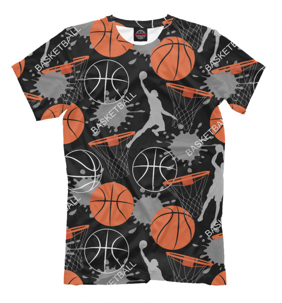 Мужская футболка с изображением Basketball цвета Черный