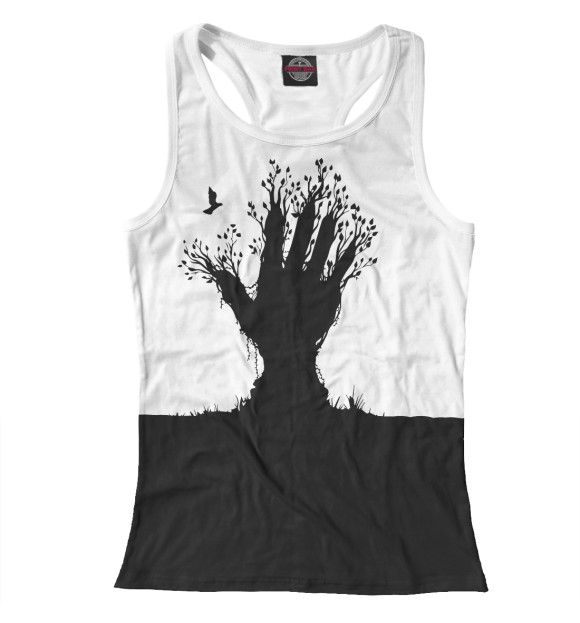 Женская майка-борцовка с изображением Tree цвета Белый