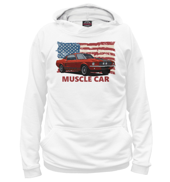 Худи для мальчика с изображением Muscle car цвета Белый