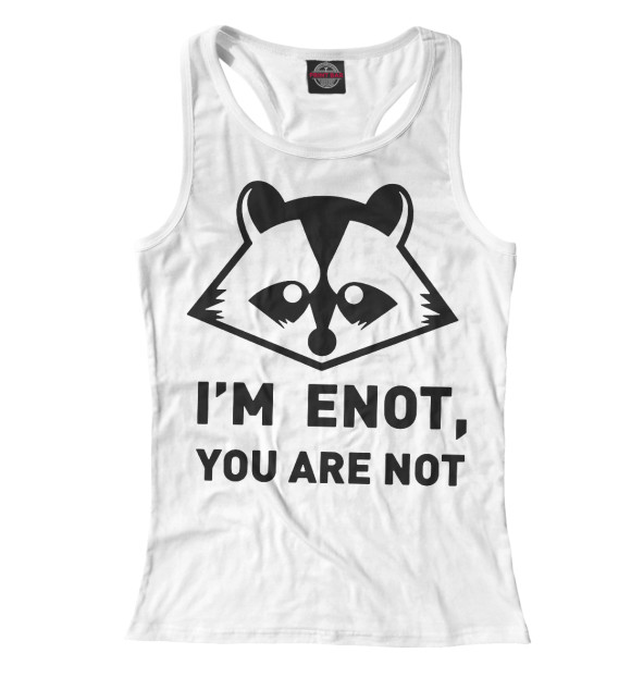 Женская майка-борцовка с изображением Енот цвета Белый