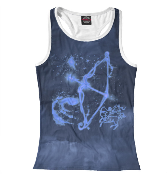 Женская майка-борцовка с изображением Знак зодиака-СТРЕЛЕЦ цвета Белый