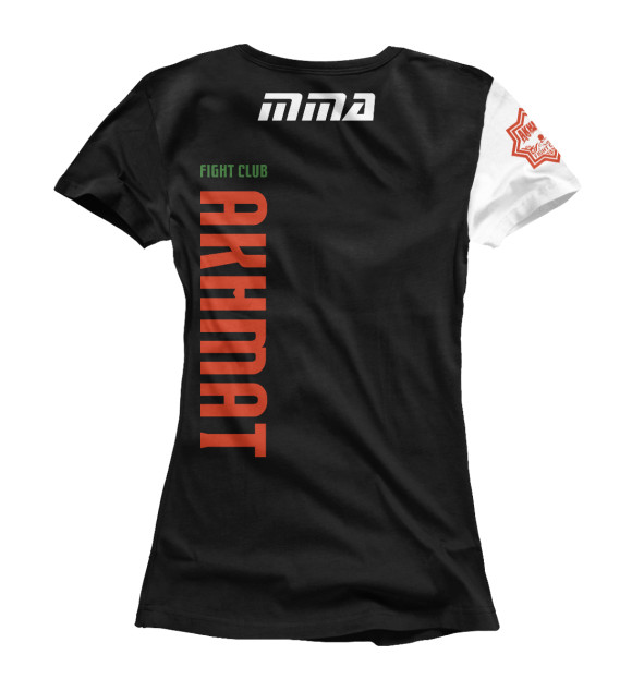 Женская футболка с изображением Akhmat Fight Club MMA цвета Белый