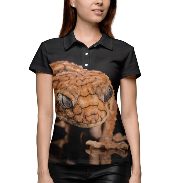 Женское поло с изображением Ящер (Anna) цвета Белый