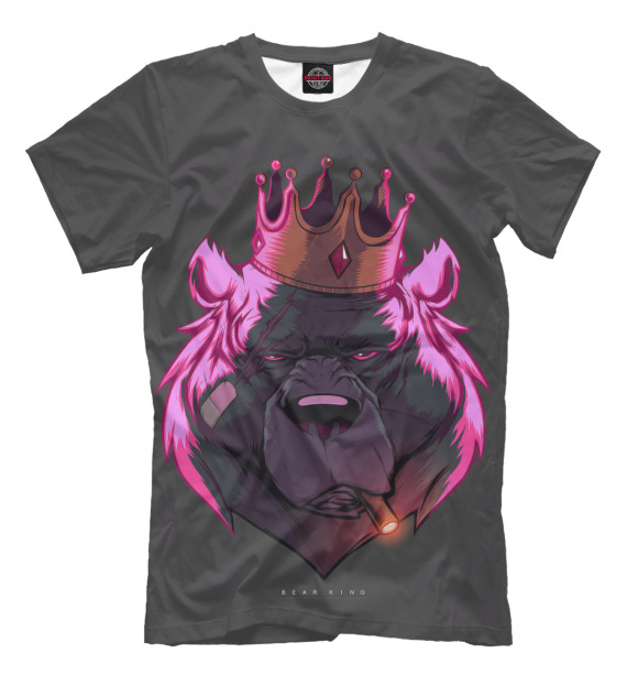 Футболка для мальчиков с изображением Bear King цвета Молочно-белый