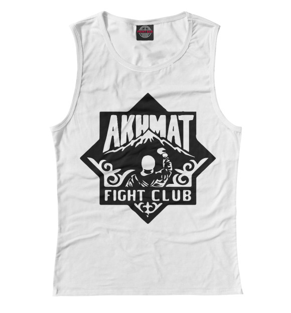 Женская майка с притом Akhmat Fight Club цвета Белый Женская майка с изображением Akhmat Fight Club цвета Белый
