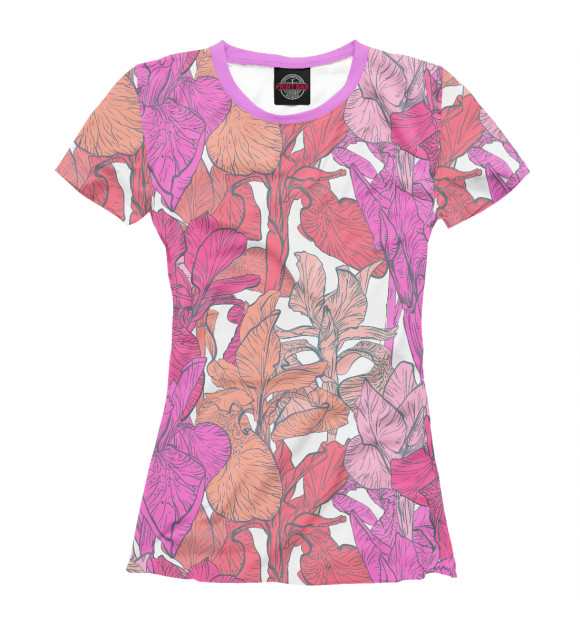 Женская футболка с изображением Цветы цвета Белый