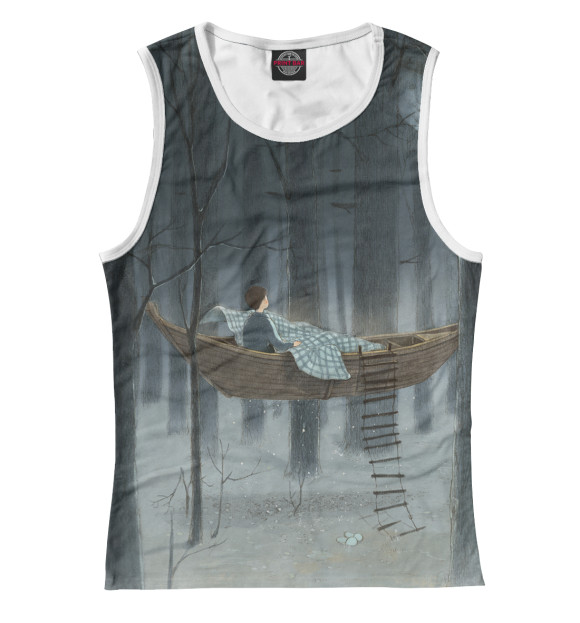 Женская майка с изображением Убежище в лесу цвета Белый