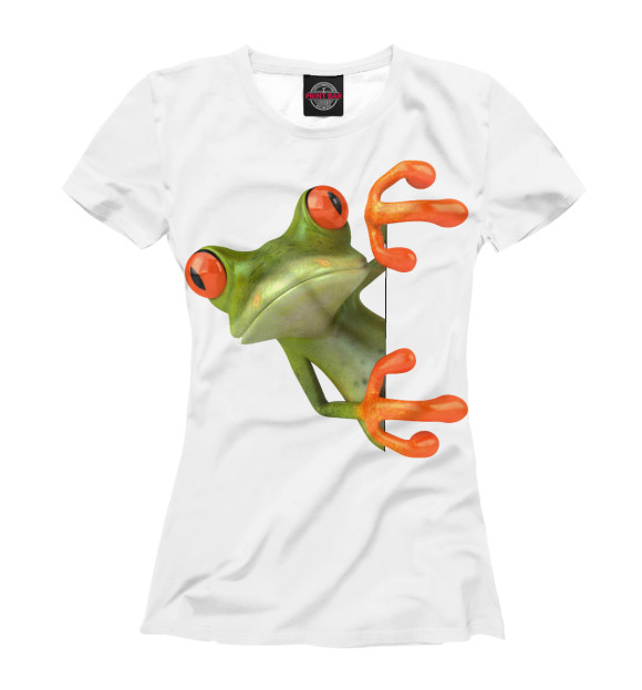 Женская футболка с изображением Лягушка цвета Белый