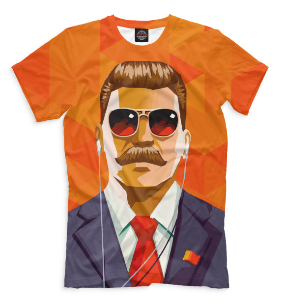 Мужская футболка с изображением Сталин цвета Оранжевый
