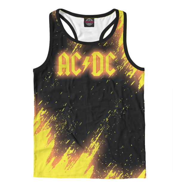 Мужская майка-борцовка с изображением AC/DC цвета Белый