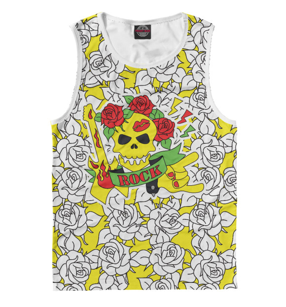 Майка для мальчика с изображением Череп с розами цвета Белый
