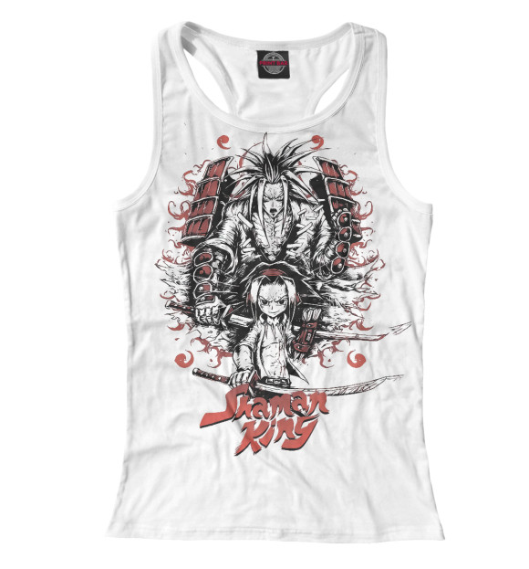 Женская майка-борцовка с притом Шаман Кинг цвета Белый Женская майка-борцовка с изображением Шаман Кинг цвета Белый