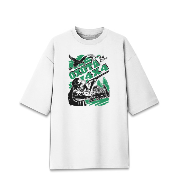 Женская футболка оверсайз с изображением Охота цвета Белый