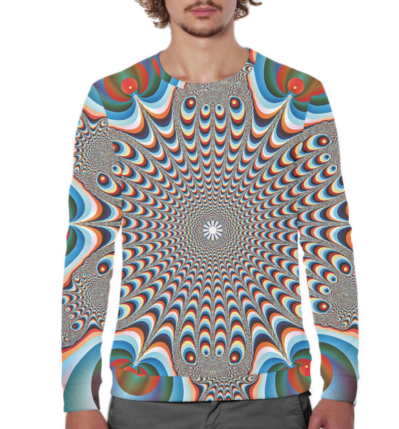 Мужской свитшот с изображением Оптическая иллюзия цвета Белый