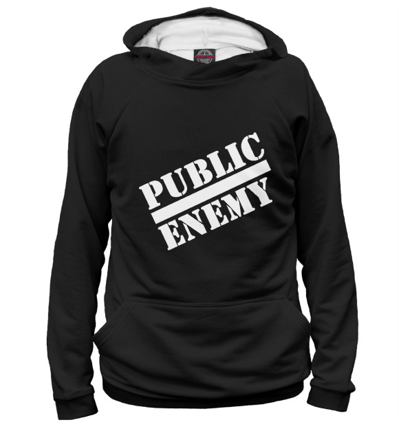 Мужское худи с изображением Public enemy цвета Белый