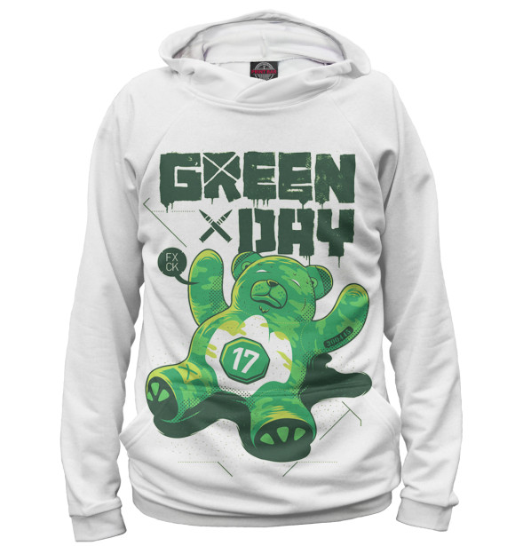 Мужское худи с изображением Green Day цвета Белый