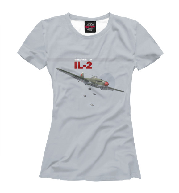 Женская футболка с изображением Ил-2 цвета Белый