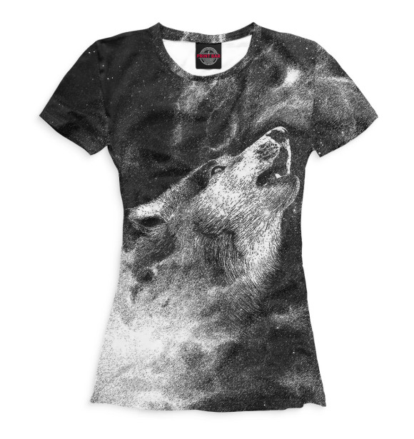 Женская футболка с изображением Волк цвета Белый