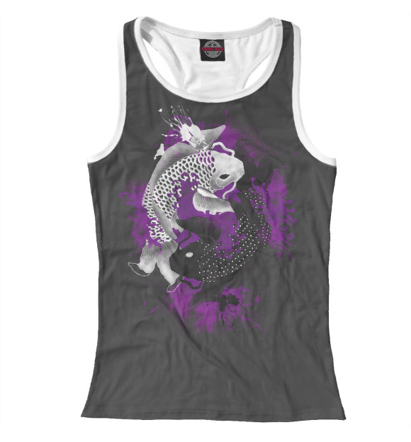 Женская майка-борцовка с изображением Рыбы цвета Белый