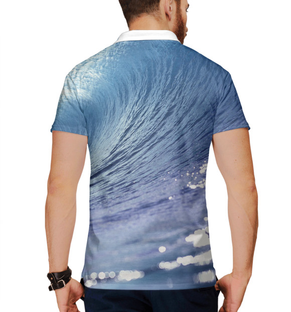 Мужское поло с изображением Волна цвета Белый