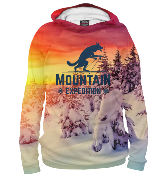 Женское худи с изображением Mountain Expedition цвета Белый