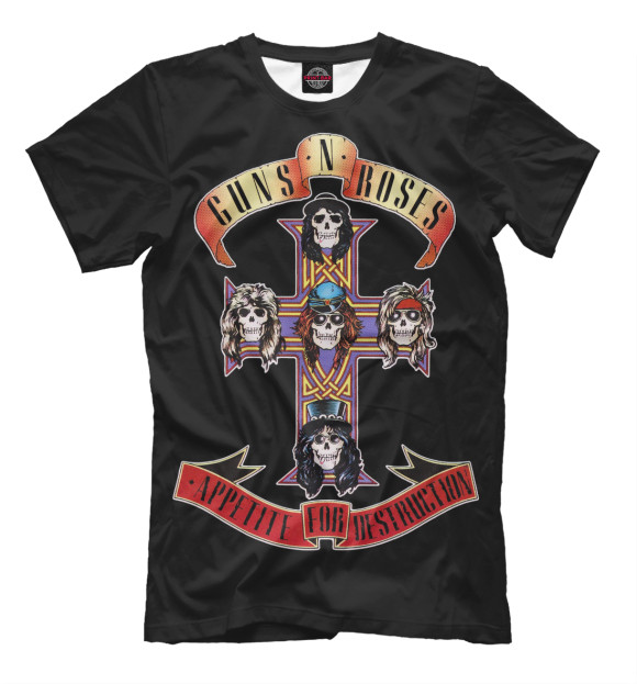 Футболка для мальчиков с изображением Guns N' Roses цвета Черный