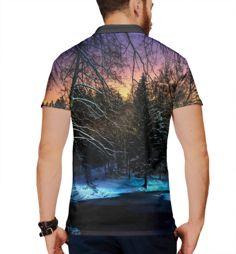 

Поло Print Bar, Белый, Лес