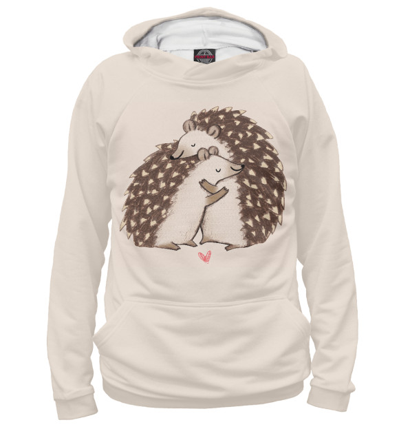Мужское худи с изображением Ежик цвета Белый