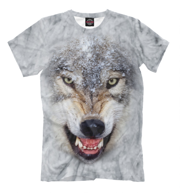 Мужская футболка с изображением Волк цвета Бежевый