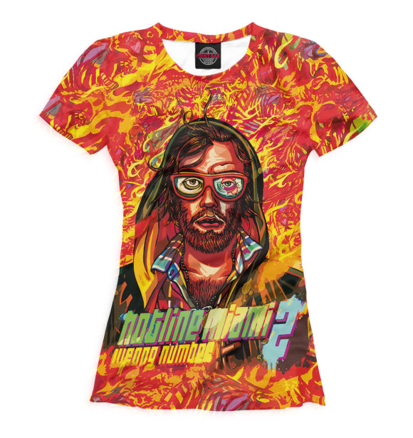 Футболка для девочек с изображением Hotline Miami 2 цвета Белый