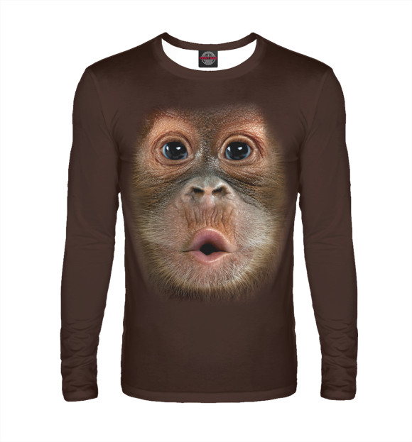 Мужской лонгслив с изображением Обезьяна цвета Белый
