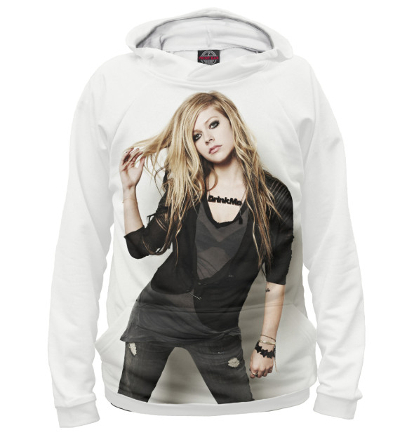 Мужское худи с изображением Avril Lavigne цвета Белый