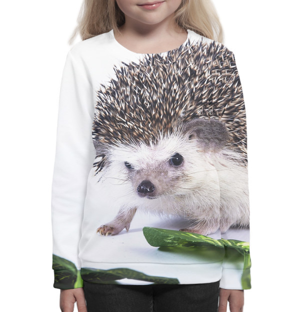 Свитшот для девочек с изображением Ёжики цвета Белый