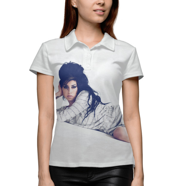 Женское поло с изображением Amy Winehouse цвета Белый