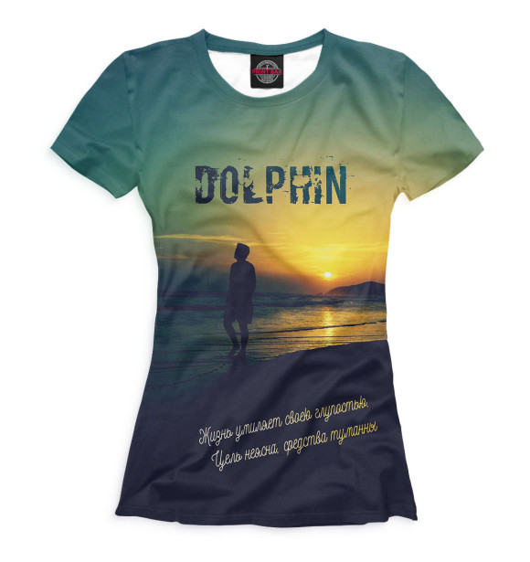 Женская футболка с изображением Дельфин цвета Белый