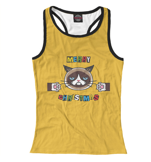 Женская майка-борцовка с изображением С Рождеством цвета Белый