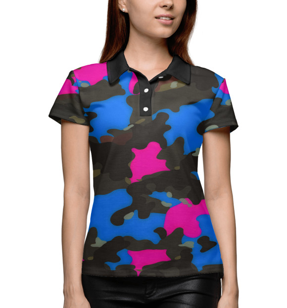 Женское поло с изображением Милитари цвета Белый