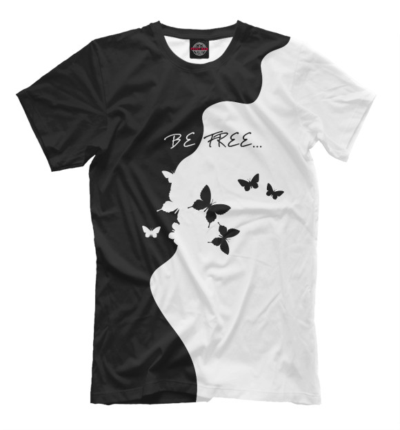 Мужская футболка с изображением Be free цвета Черный