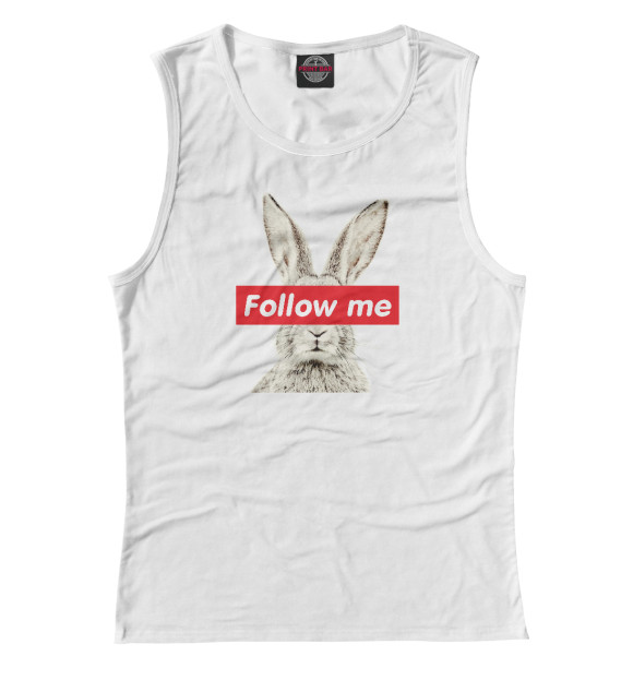 Майка для девочки с изображением Кролик Follow me цвета Белый