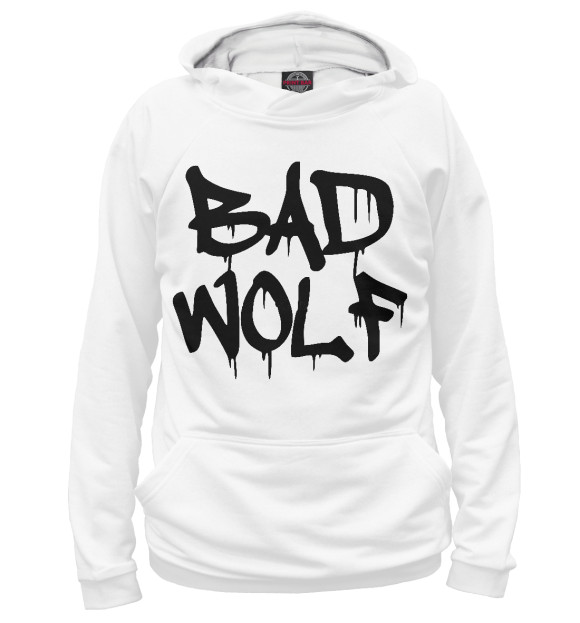 Мужское худи с притом Bad Wolf цвета Белый Мужское худи с изображением Bad Wolf цвета Белый