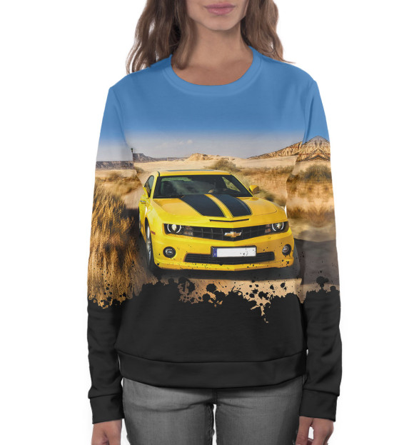 Женский свитшот с изображением Chevrolet Camaro цвета Белый