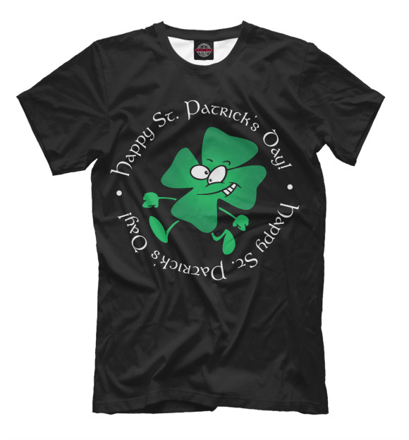 Мужская футболка с изображением Happy St. Patrick's Day цвета Черный