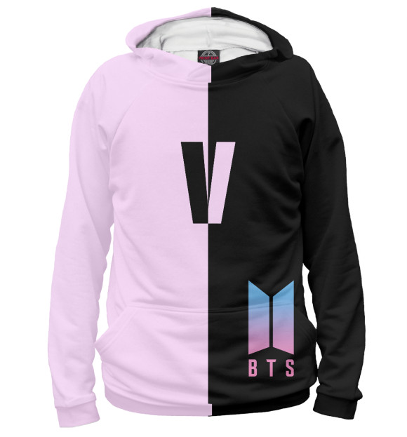 Мужское худи с изображением BTS V цвета Белый