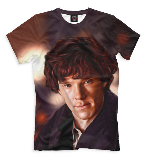 Мужская футболка с изображением Шерлок цвета Молочно-белый