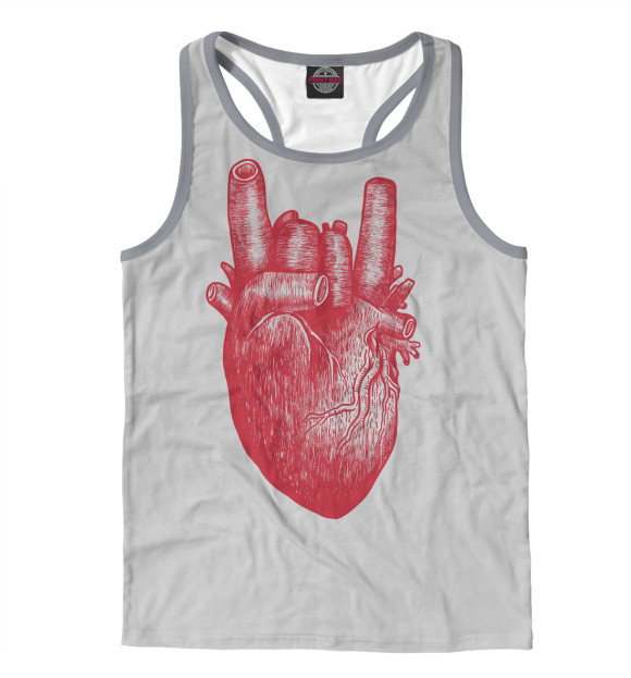 Мужская майка-борцовка с изображением Сердце рок цвета Белый