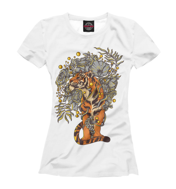 Женская футболка с изображением Путь тигра цвета Белый