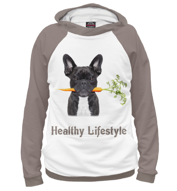 Мужское худи с изображением Healthy Lifestyle цвета Белый