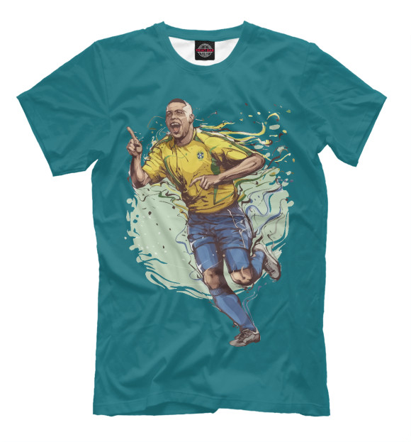 Мужская футболка с изображением Ronaldo цвета Грязно-голубой