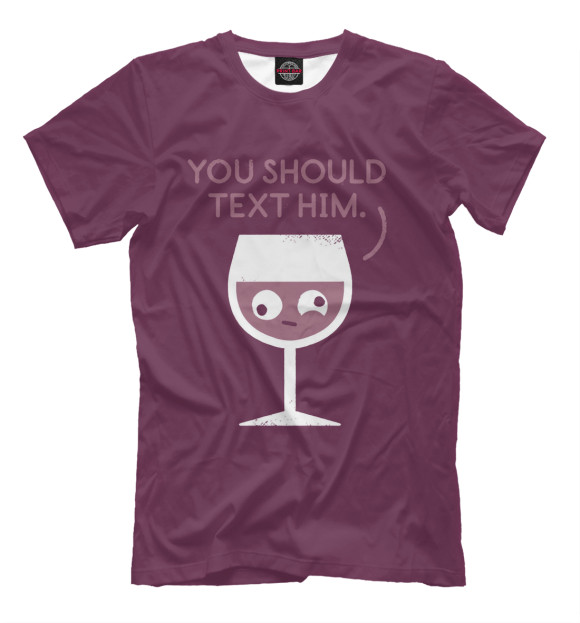 Мужская футболка с изображением Text him... цвета Темно-бордовый